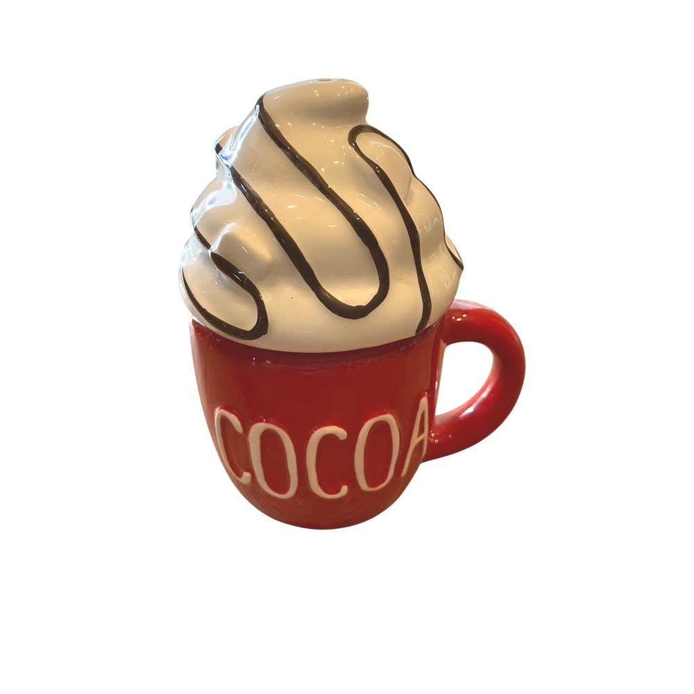 Earthenware Cocoa Whip Cream Salt And Pepper Shaker‎ Set Holiday Decor Christmas